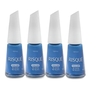 Kit 4 Esmalte Risqué Cremoso Nova Cor Se Solta no Blues 8ml