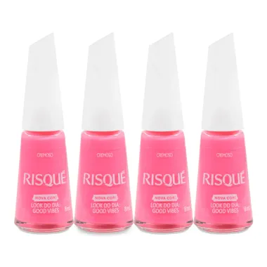Kit 4 Esmalte Risqué Cremoso Nova Cor Look do Dia Good Vibes 8ml
