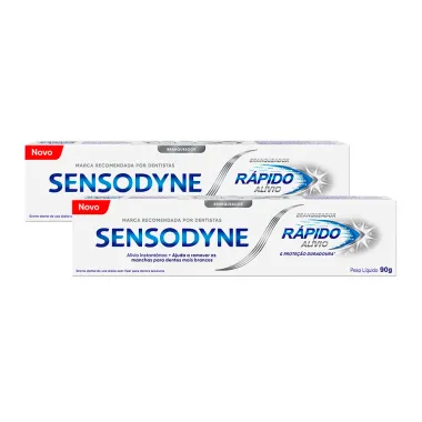 Kit 2 Creme Dental Sensodyne Branqueador Rápido Alívio 90g