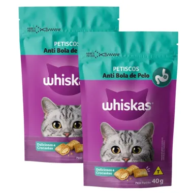 Kit 2 Petisco para Gato Whiskas Anti Bola Pelo 45g