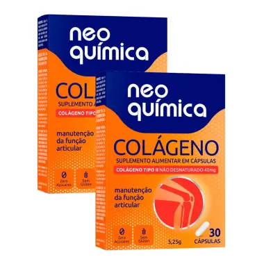 Kit 2 Colágeno Tipo II Não Desnaturado 40mg Neo Química com 30 Cápsulas