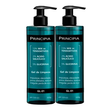 Kit 2 Gel de Limpeza Principia GL-01 Mix de Tensoativos, Ácido Salicílico e Glicerina 350g
