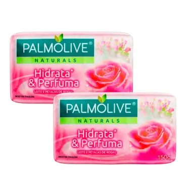 Kit 2 Sabonete Palmolive Hidrata e Perfuma Leite e Rosas 150g