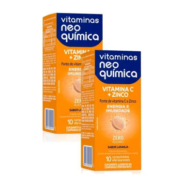 kit 2 Vitamina C + Zinco Neo Qu&iacute;mica 10 Comprimidos Efervescentes