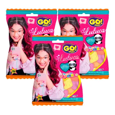 Kit 3 Balas de Gelatina Go! Jelly Luluca Sortidas 70g