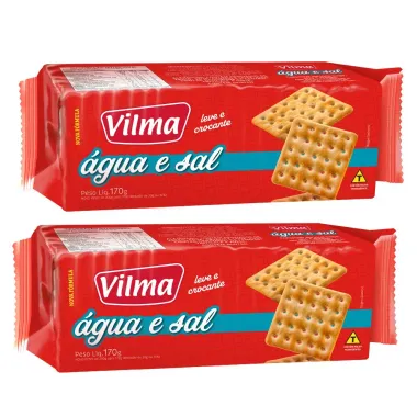 Kit 2 Biscoito Vilma Água e Sal 170g