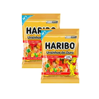 Kit 2 Balas de Gelatina Haribo Ursinhos de Ouro Frutas 80g