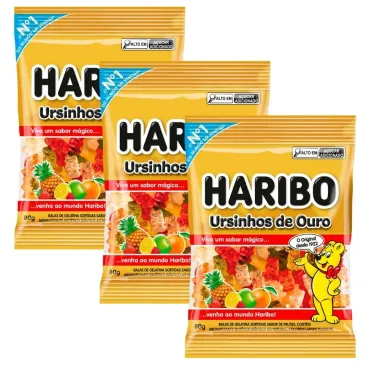 Balas de Gelatina Haribo Ursinhos de Ouro Frutas 80g