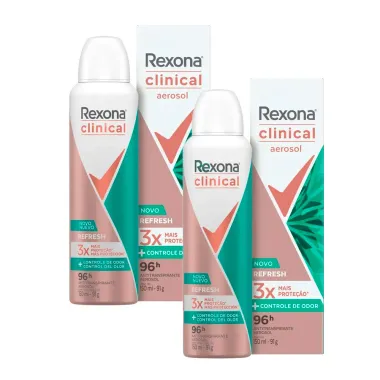 Kit Desodorante Rexona Clinical Aerosol Refresh 96h +Controle de Odor 150ml