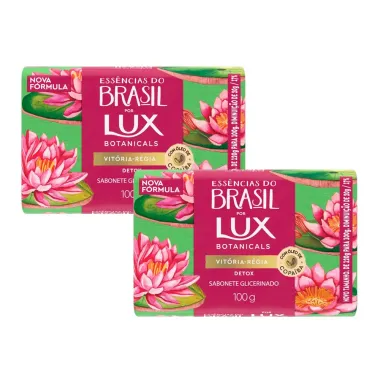 Kit 2 Sabonete em Barra Glicerinado Lux Botanicals Essências do Brasil Vitória Régia Detox 100g