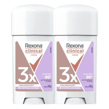 Desodorante Rexona Clinical Extra Dry Women Stick Antitranspirante 96h 58g Frente