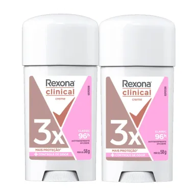 Kit Desodorante Rexona Clinical Creme Classic 58g