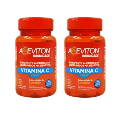Kit 2 Aceviton Imunidade Vitamina C Sabor Laranja
