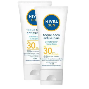 Kit 2 Protetor Solar Facial Nivea Sun Toque Seco Antissinais FPS 30 40ml
