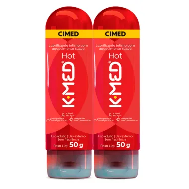 Kit 2 Gel Lubrificante Íntimo K-Med Hot Sem Fragrância 50g