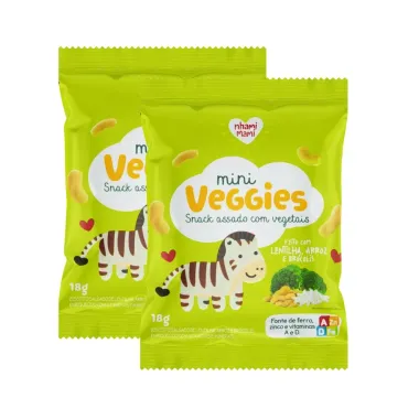 Kit 2 Biscoito Nhami Mami Mini Veggie Snack Lentilha, Arroz e Br&oacute;colis 18g