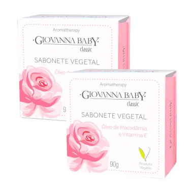 Kit 2 Sabonete em Barra Vegetal Giovanna Baby Classic Óleo de Macadâmina e Vitamina E 90g
