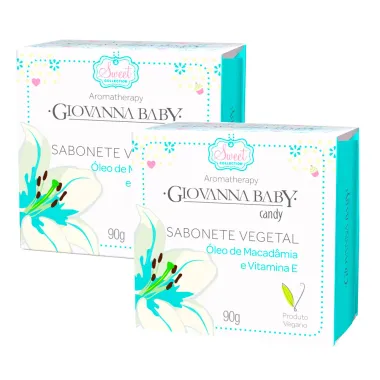Kit 2 Sabonete em Barra Vegetal Giovanna Baby Candy Óleo de Macadâmia e Vitamina E 90g