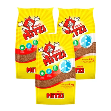 Kit Granulado Sanitário Higiênico Mitzi Kelco para Gato 4kg