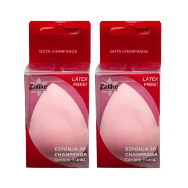 Kit Esponja Gota Chanfrada Zalike 3D Latex Free com 2 Unidade