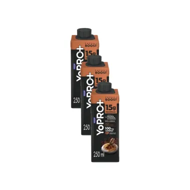 Kit 3 YoPRO Energy Boost UHT Cappuccino 15g de Prote&iacute;nas 250ml