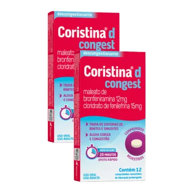 Kit 2 Coristina D Congest Descongestionante com 12 Comprimidos Revestidos de Liberação Prolongada