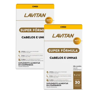 Kit 2 Lavitan Cabelos e Unhas Super Fórmula 30 Comprimidos Revestidos