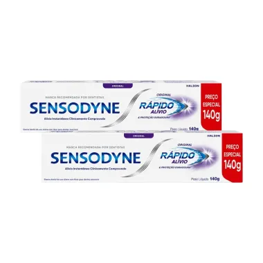 Kit 2 Creme Dental Sensodyne Rápido Alívio Original 140g