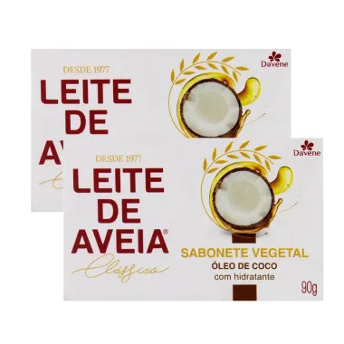 Kit 2 Sabonete Leite de Aveia Davene Clássico Óleo de Coco 90g