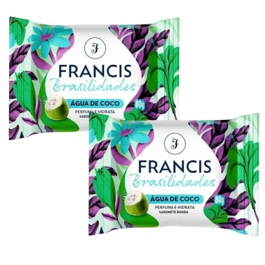 Kit Sabonete Francis Brasilidades Água de Coco Perfuma e Hidrata 80g - 2 Unidades