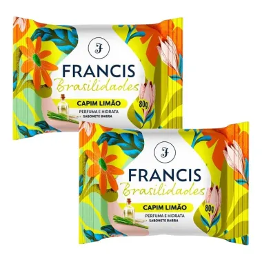 Kit Sabonete Barra Francis Brasilidades Capim Limão 80g - 2 Unidades