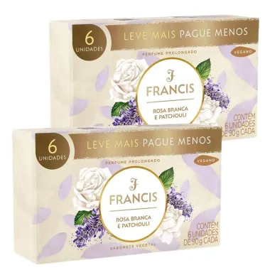 Kit Sabonete Francis Clássico Rosa Branca e Patchouli 12 Unidades com 90g Cada