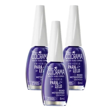 Kit 3 Esmalte Colorama Universo Paralelo Roxo Metaverso Cremoso 8ml