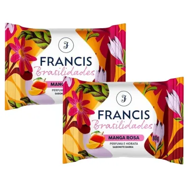Kit Sabonete Francis Brasilidades Manga Rosa Perfuma e Hidrata 80g - 2 Unidades