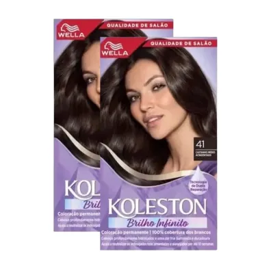 Kit 2 Tintura Koleston Brilho Infinito Castanho Médio Acinzentado 41