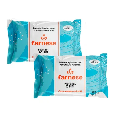 Kit 2 Sabonete Hidratante em Barra Farnese Proteínas do Leite com Manteiga de Karité 85g