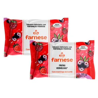 Kit 2 Sabonete Hidratante em Barra Farnese Frutas Vermelhas com Manteiga de Karité 85g
