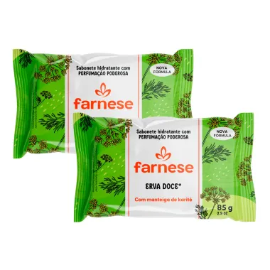 Kit 2 Sabonete Hidratante em Barra Farnese Erva Doce com Manteiga de Karité 85g