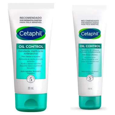 Kit Cetaphil Oil Control Hidratante Matificante Antimanchas 89ml e Sabonete de Limpeza Profunda Antioleosidade 250ml