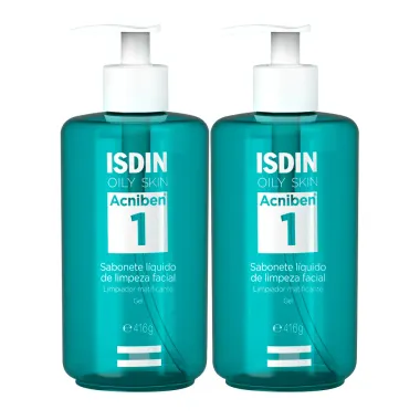 Kit 2 Acniben 1 Isdin Oily Skin Sabonete Líquido de Limpeza Facial 416g