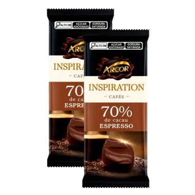 Kit 2 Chocolate Arcor Inspiration Cafés 70% de Cacau Espresso 80g
