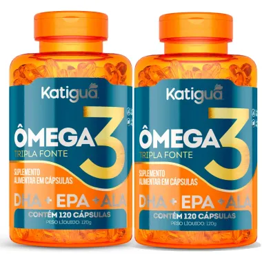 Kit 2 Ômega 3 Tripla Fonte Katiguá DHA + EPA + ALA com 120 Cápsulas