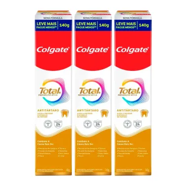 Kit 3 Creme Dental Colgate Total Anti Tártaro 140g