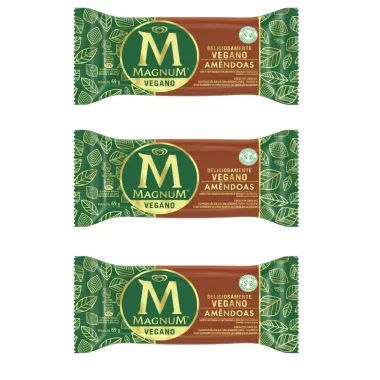 Kit 3 Picolé Kibon Magnum Vegano Amêndoas 69g