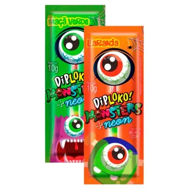 Pirulito Dip Loko Neon Monsters Sabores Sortidos 10g