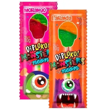 Pirulito Dip Loko Neon Caveira Sabores Sortidos 10g