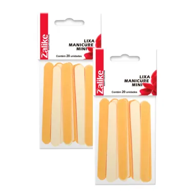 Kit 2 Lixa Manicure Mini Zalike com 20 Unidades