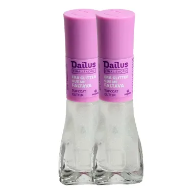 Top Coat Glitter Dailus Era Glitter Que Faltava 8ml | Kit com duas unidades