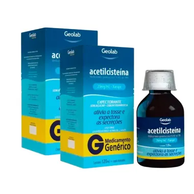 Kit 2 Acetilcisteína 20mg/ml Geolab Genérico Xarope com 120ml