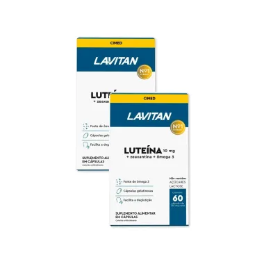 Kit 2 Suplemento Alimentar Lavitan Lute&iacute;na com 60 Comprimidos